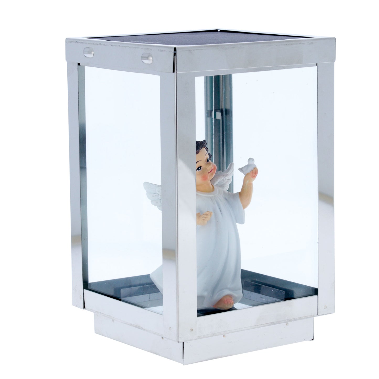 Lampada a luce solare con Angelo. Altezza 16 cm