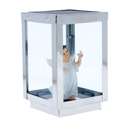 Lampada a luce solare con Angelo. Altezza 16 cm