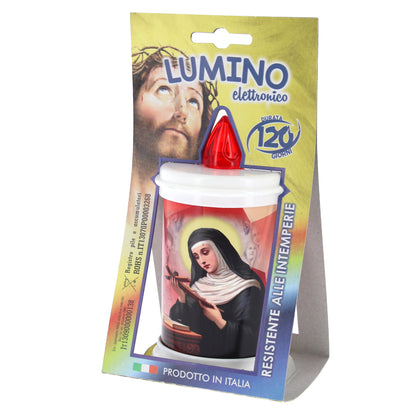Lumino elettronico "Santa Rita", durata 120 giorni. Altezza 13 cm