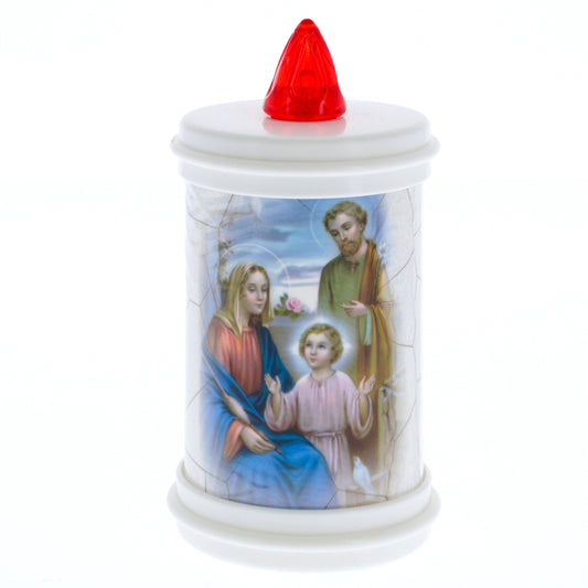 Lumino elettronico "Sacra Famiglia", durata 120 giorni. Altezza 13 cm