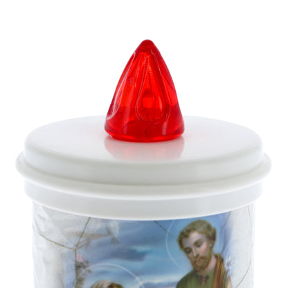 Lumino elettronico "Sacra Famiglia", durata 120 giorni. Altezza 13 cm