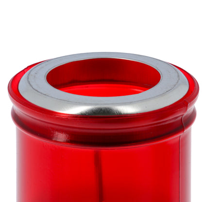 Lumino Votivo in plastica rossa. Dimensioni 6,5x15 cm