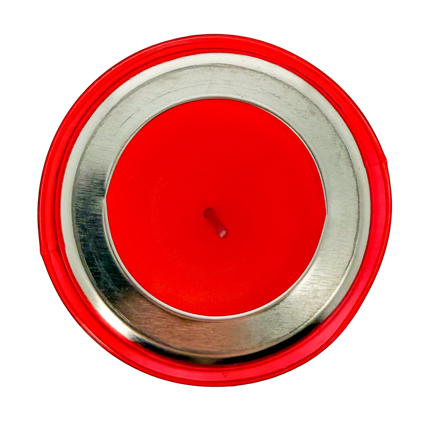 Lumino Votivo in plastica rossa. Dimensioni 6,5x15 cm