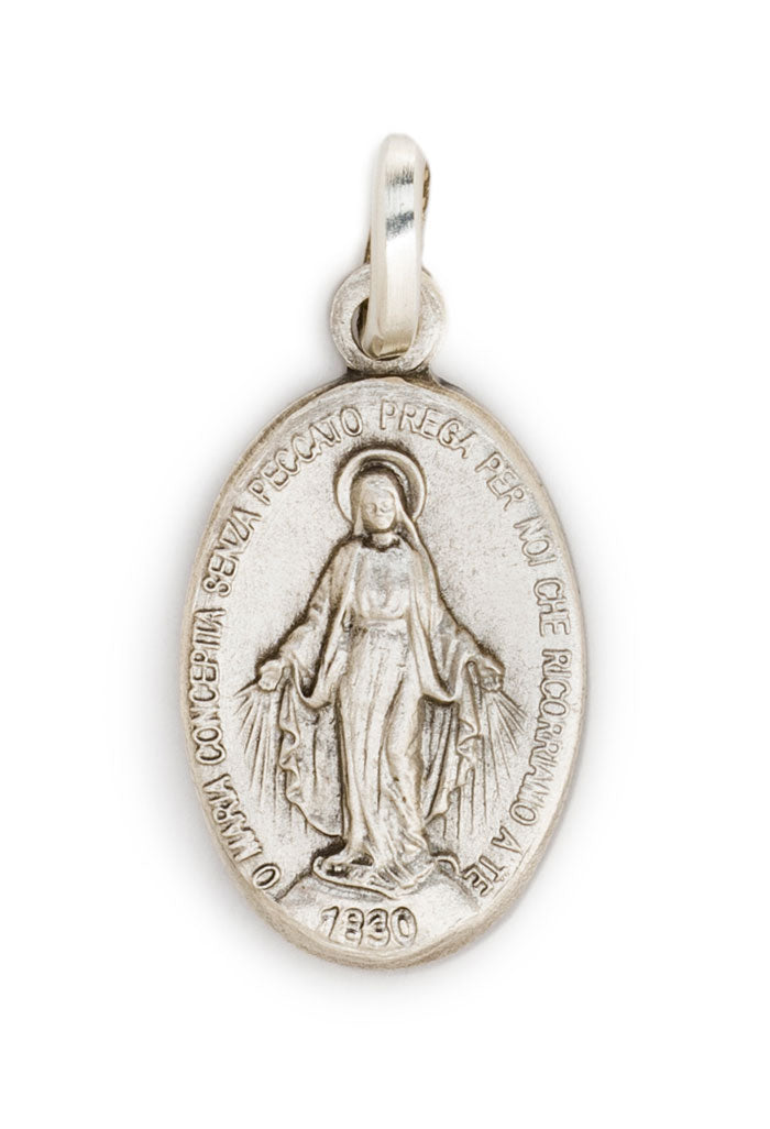 Medaglia Miracolosa in argento 925. Altezza 1,2 cm
