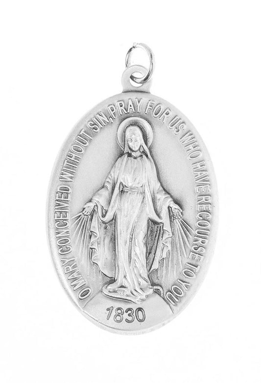 Medaglia Miracolosa in ottone, in lingua inglese. Altezza 5 cm