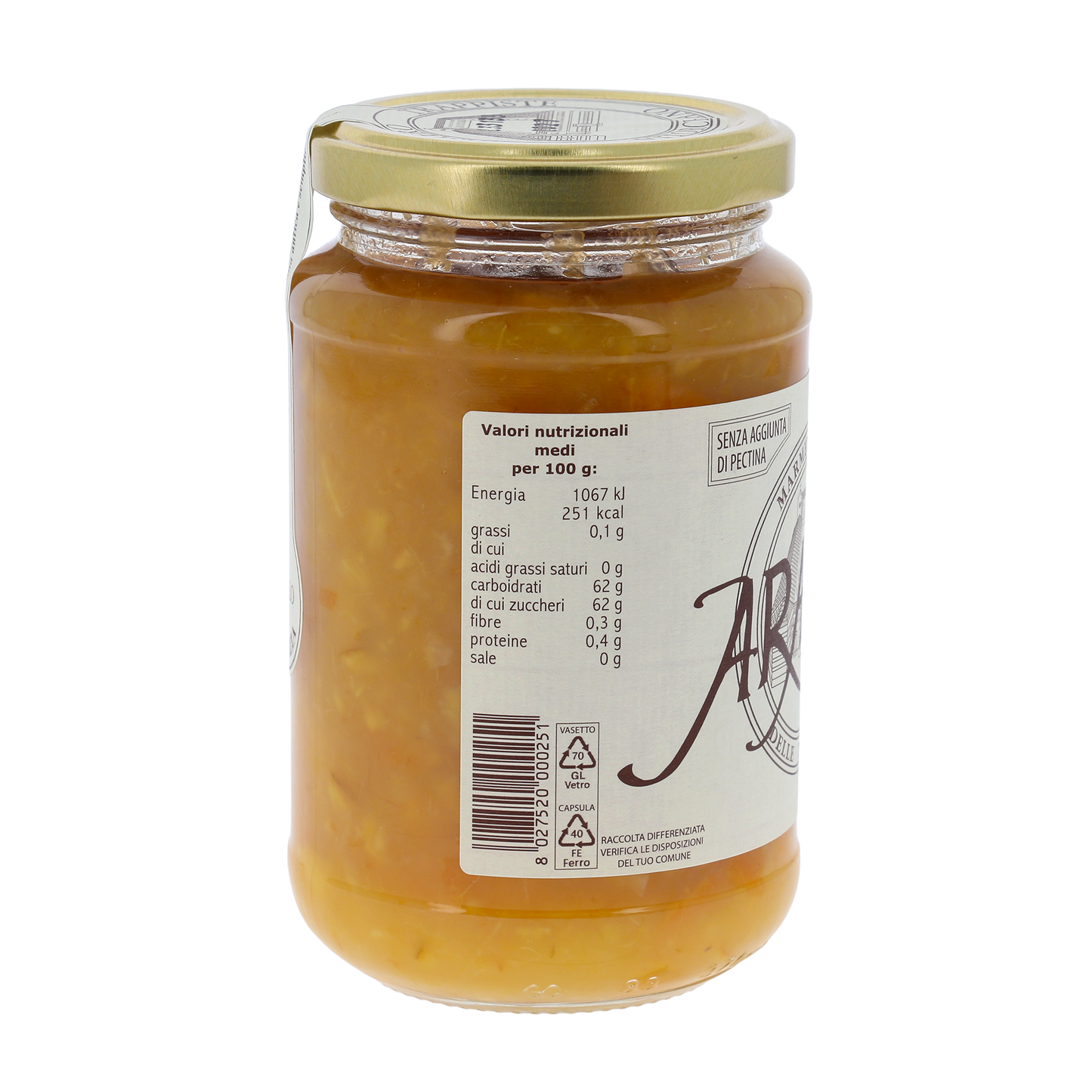 Marmellata di Arance, in vaso 400g. Monache trappiste