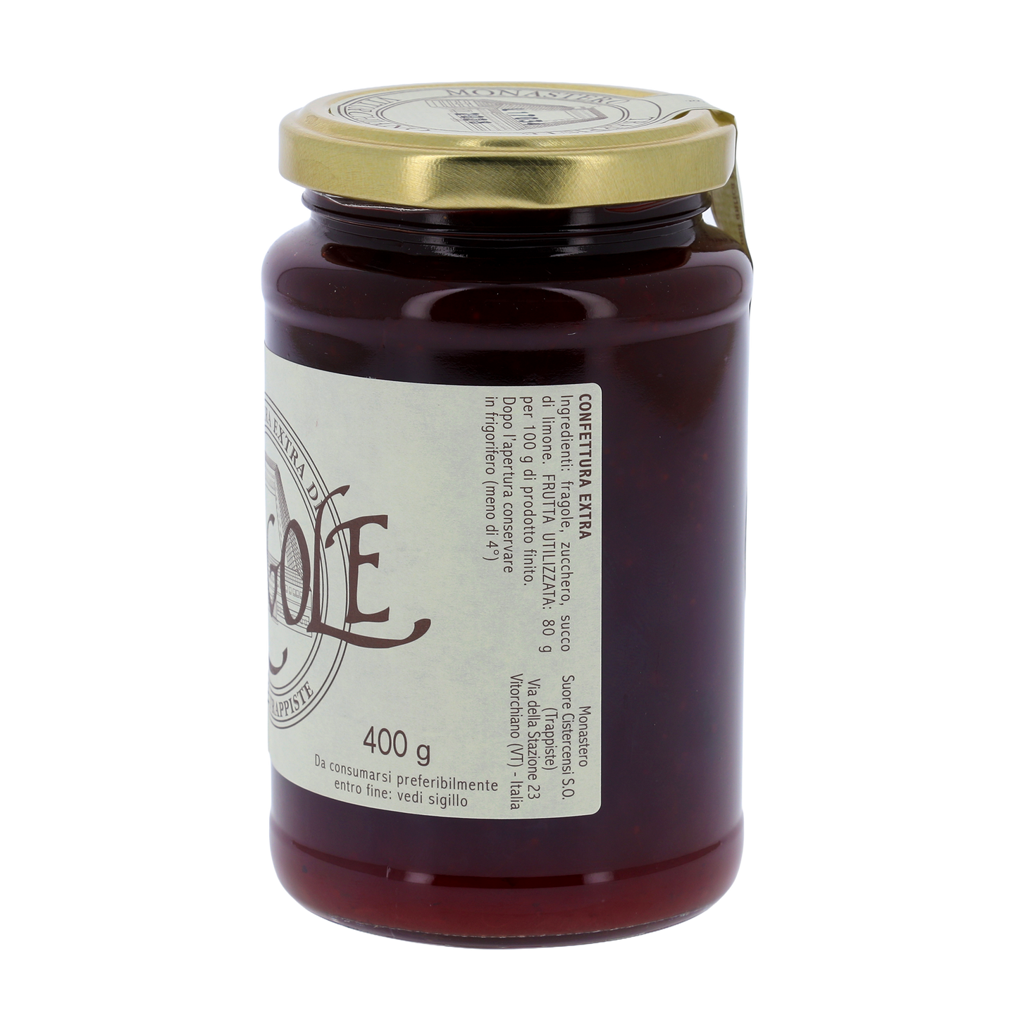 Confettura extra di Fragole, in vaso 400g. Monache trappiste
