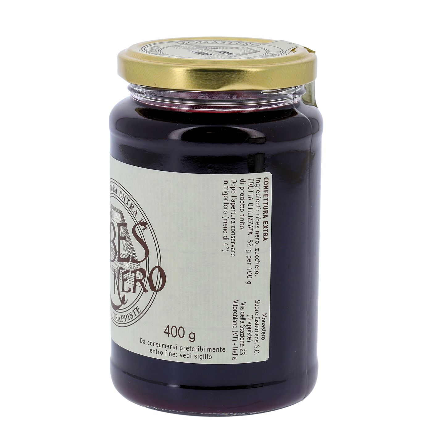 Confettura extra di Ribes Nero, in vaso 400g. Monache trappiste