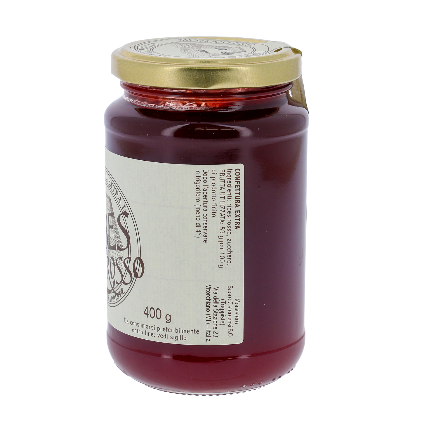 Confettura extra di Ribes Rosso, in vaso 400g. Monache trappiste