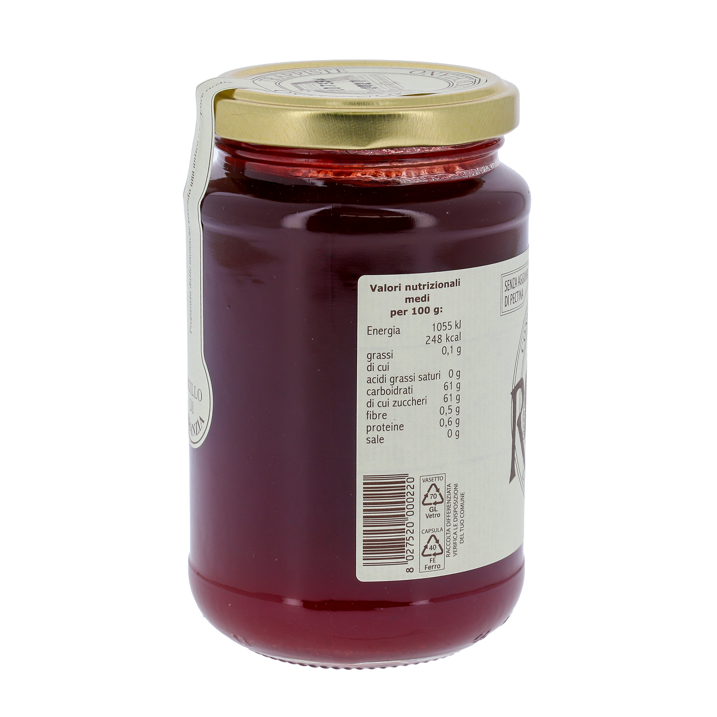 Confettura extra di Ribes Rosso, in vaso 400g. Monache trappiste