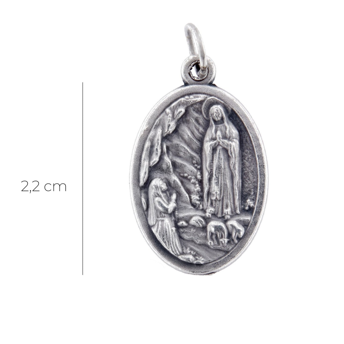 Medaglia Madonna di Lourdes in zama. Altezza 2,2 cm