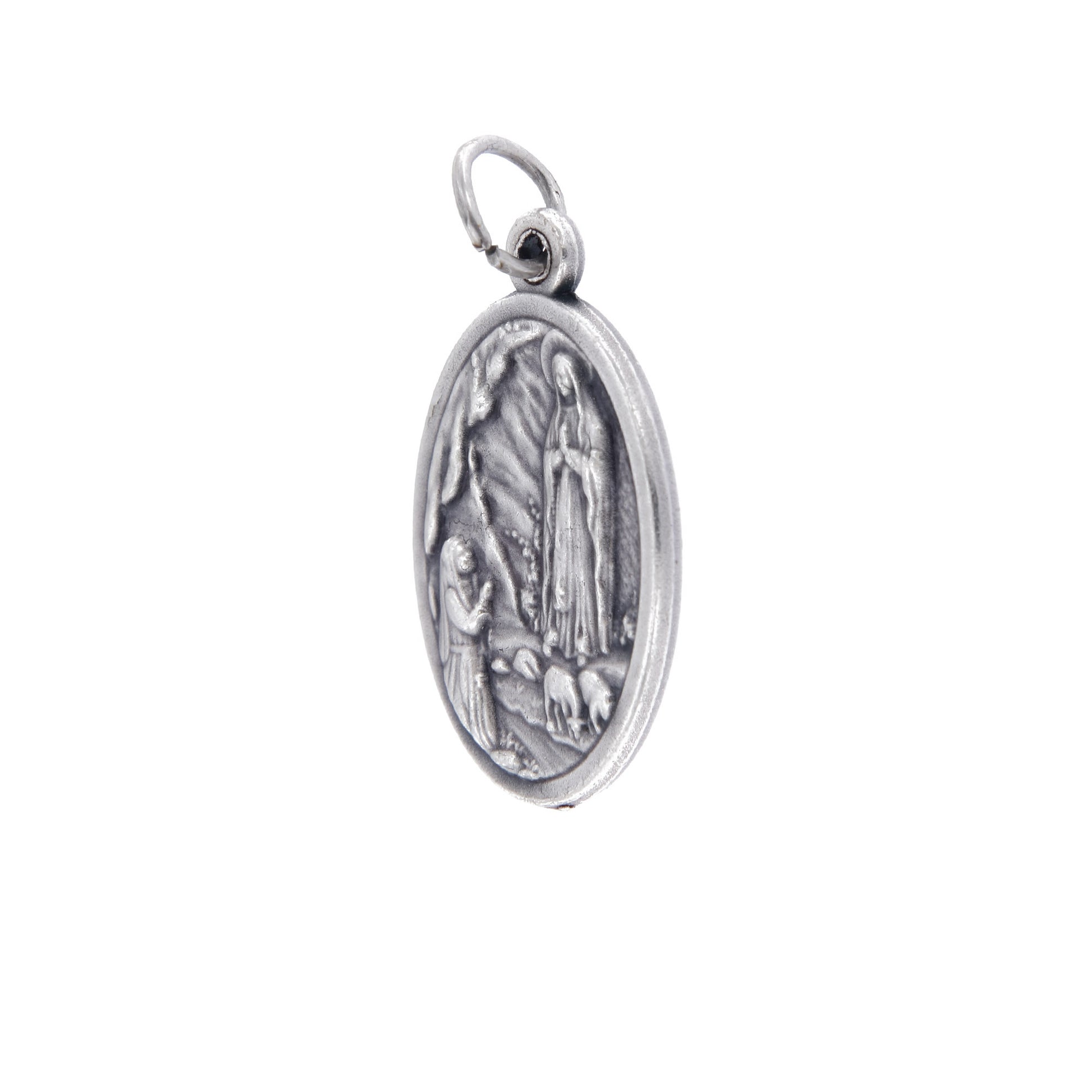 Medaglia Madonna di Lourdes in zama. Altezza 2,2 cm