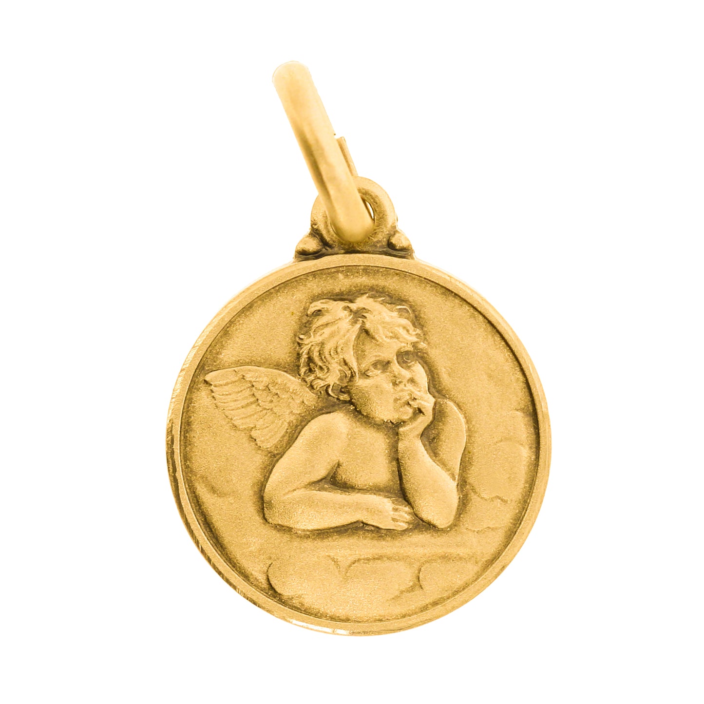 Medaglia Angelo in argento 925 bagnata oro. Diametro 1,8 cm