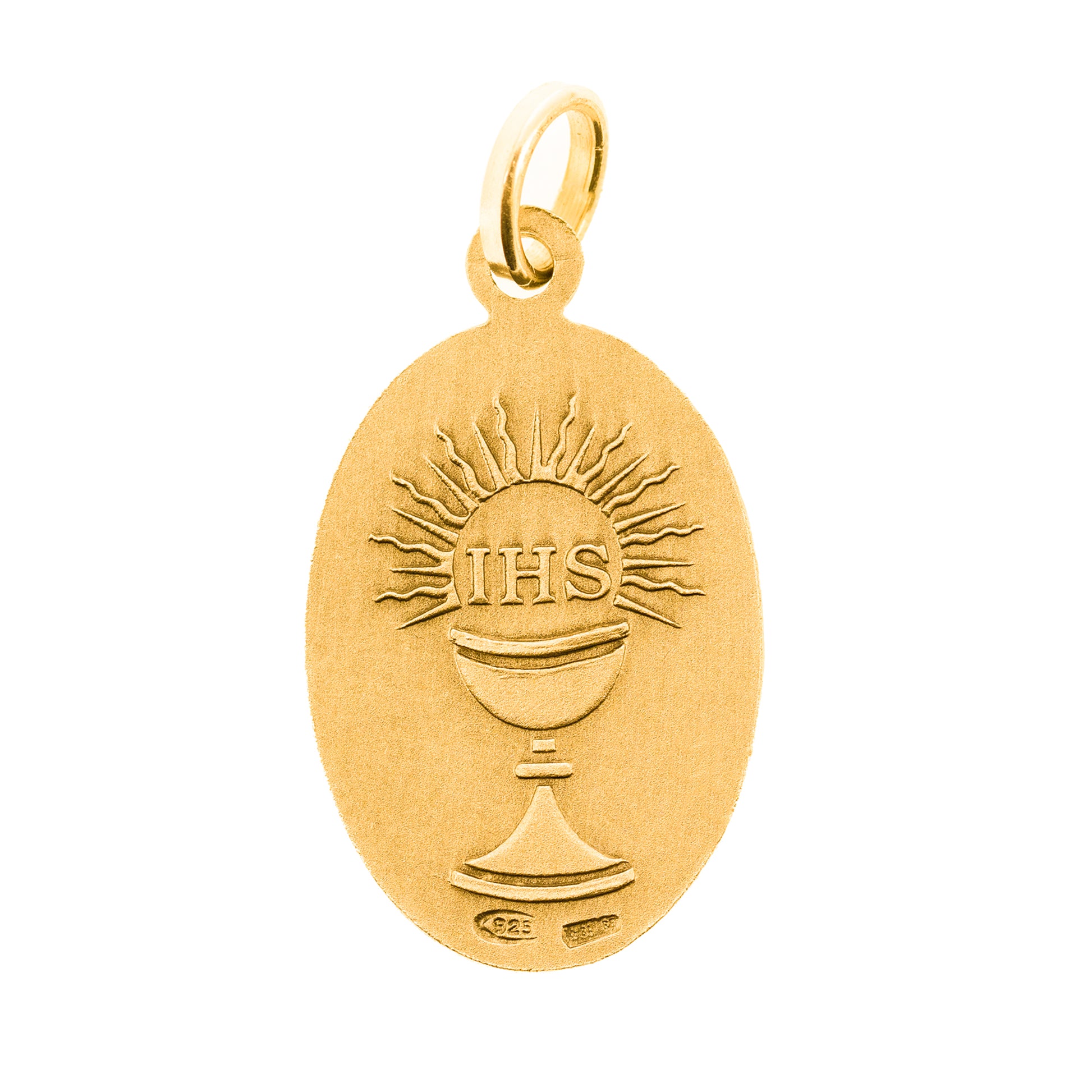 Medaglia St. Carlo Acutis in argento 925 dorato. Altezza 2,2 cm