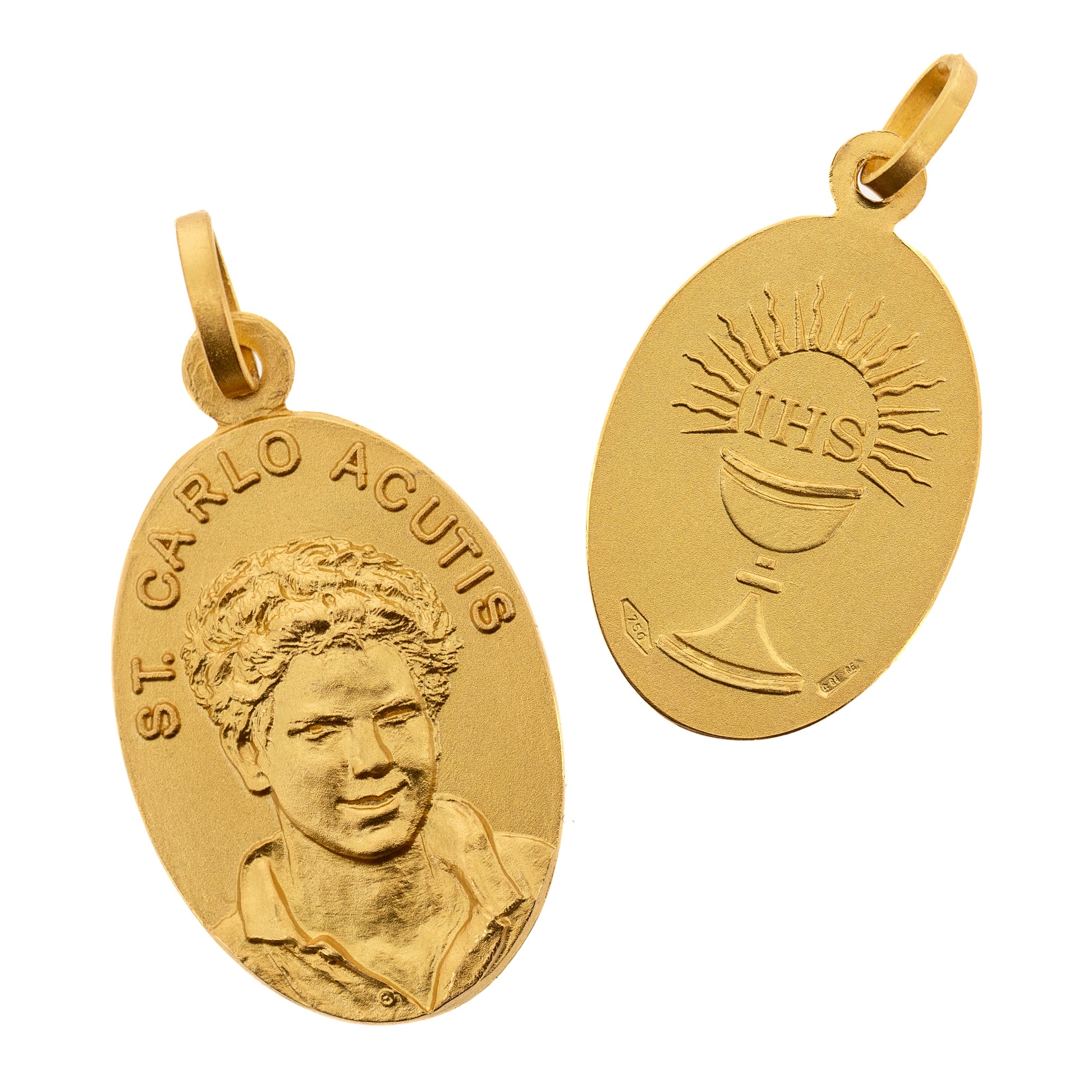 Medaglia St. Carlo Acutis oro 18K - 5,4 gr. Altezza 2,2 cm
