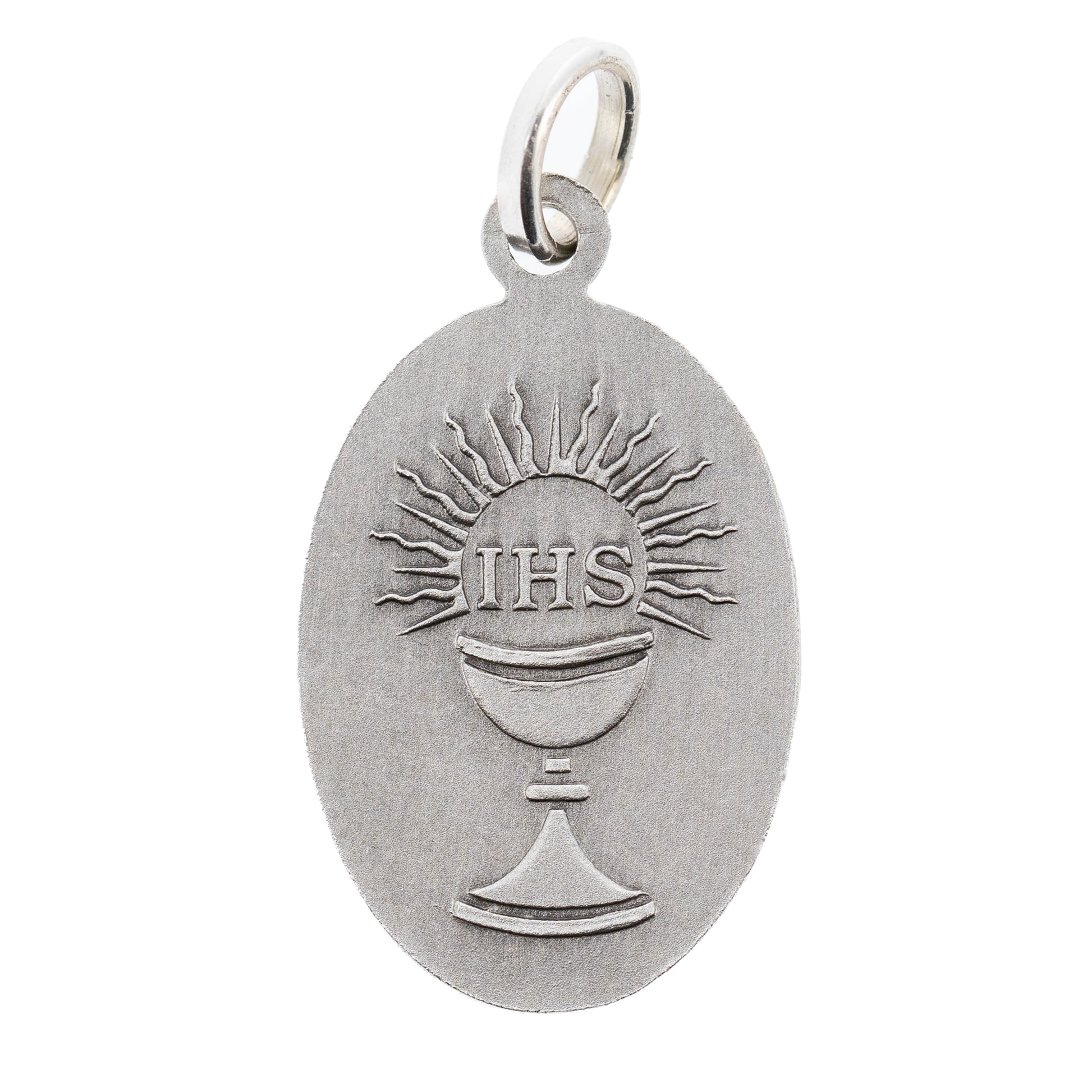 Medaglia St. Carlo Acutis in ottone argentato. Altezza 2,2 cm