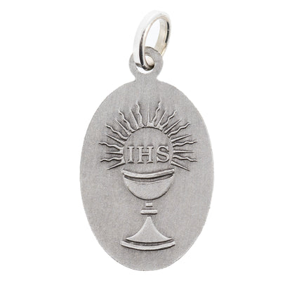 Medaglia St. Carlo Acutis in ottone argentato. Altezza 2,2 cm