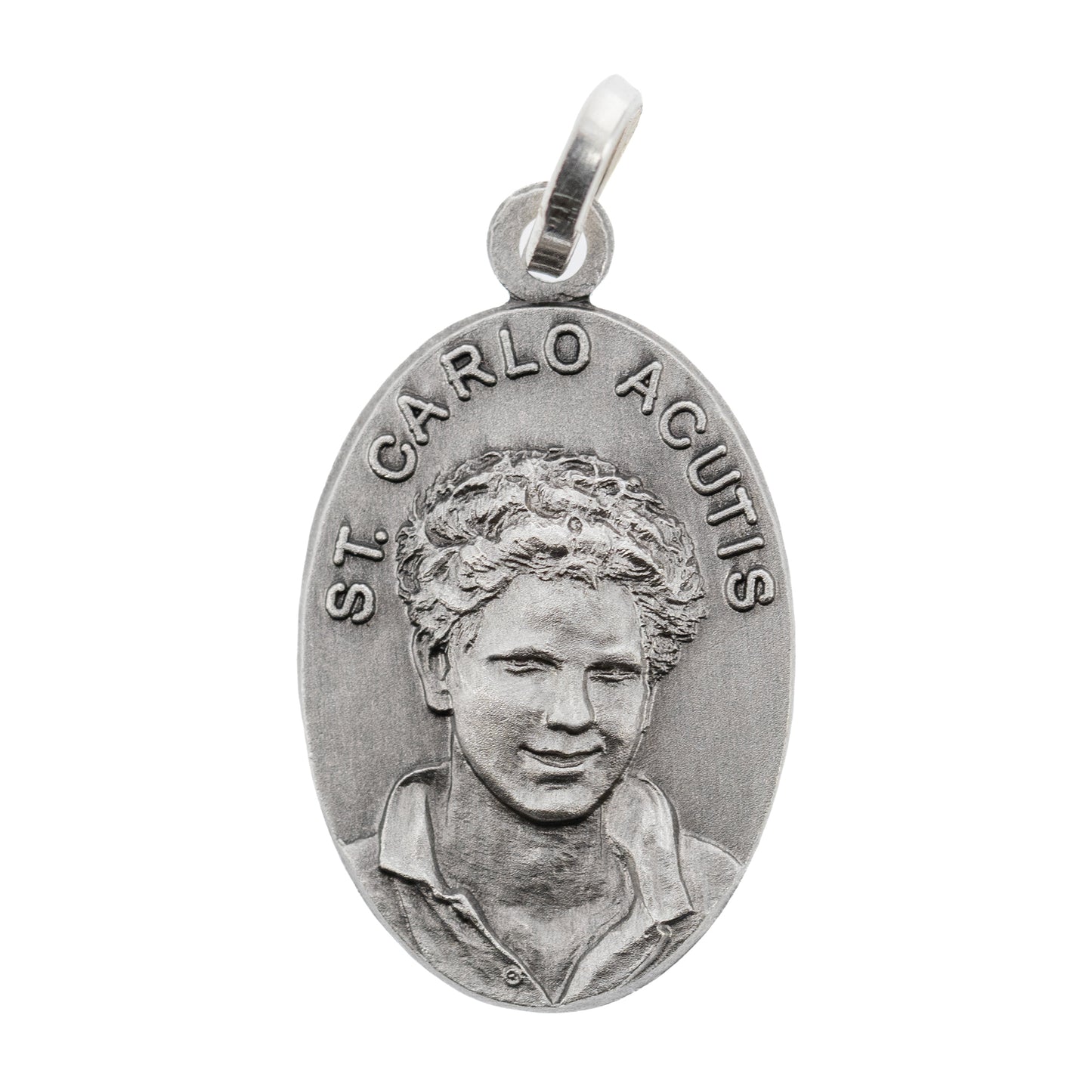 Medaglia St. Carlo Acutis in argento 925. Altezza 2,2 cm
