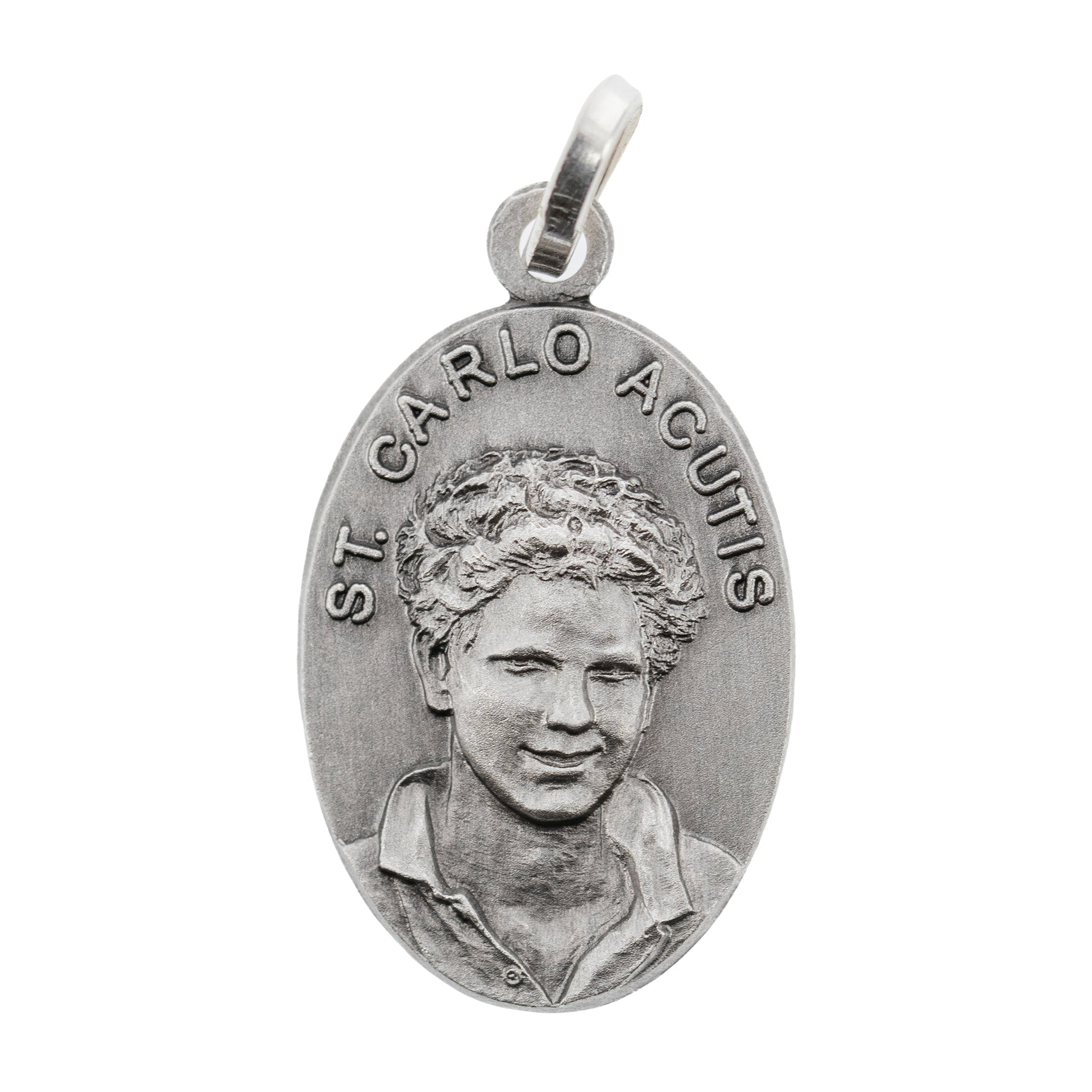 Medaglia St. Carlo Acutis in argento 925. Altezza 2,2 cm