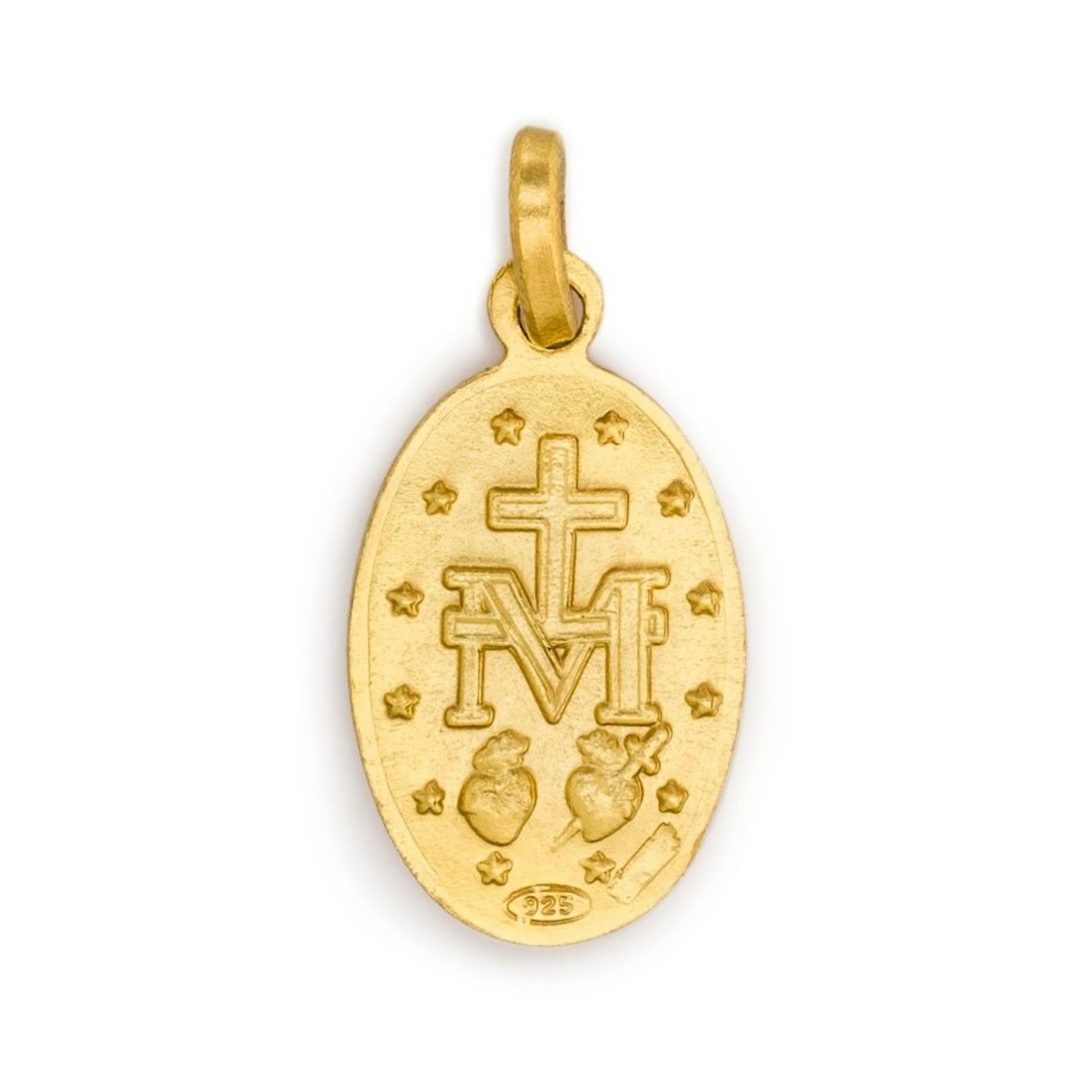 Medaglia Miracolosa in argento 925 bagnata oro. Altezza 2,7 cm