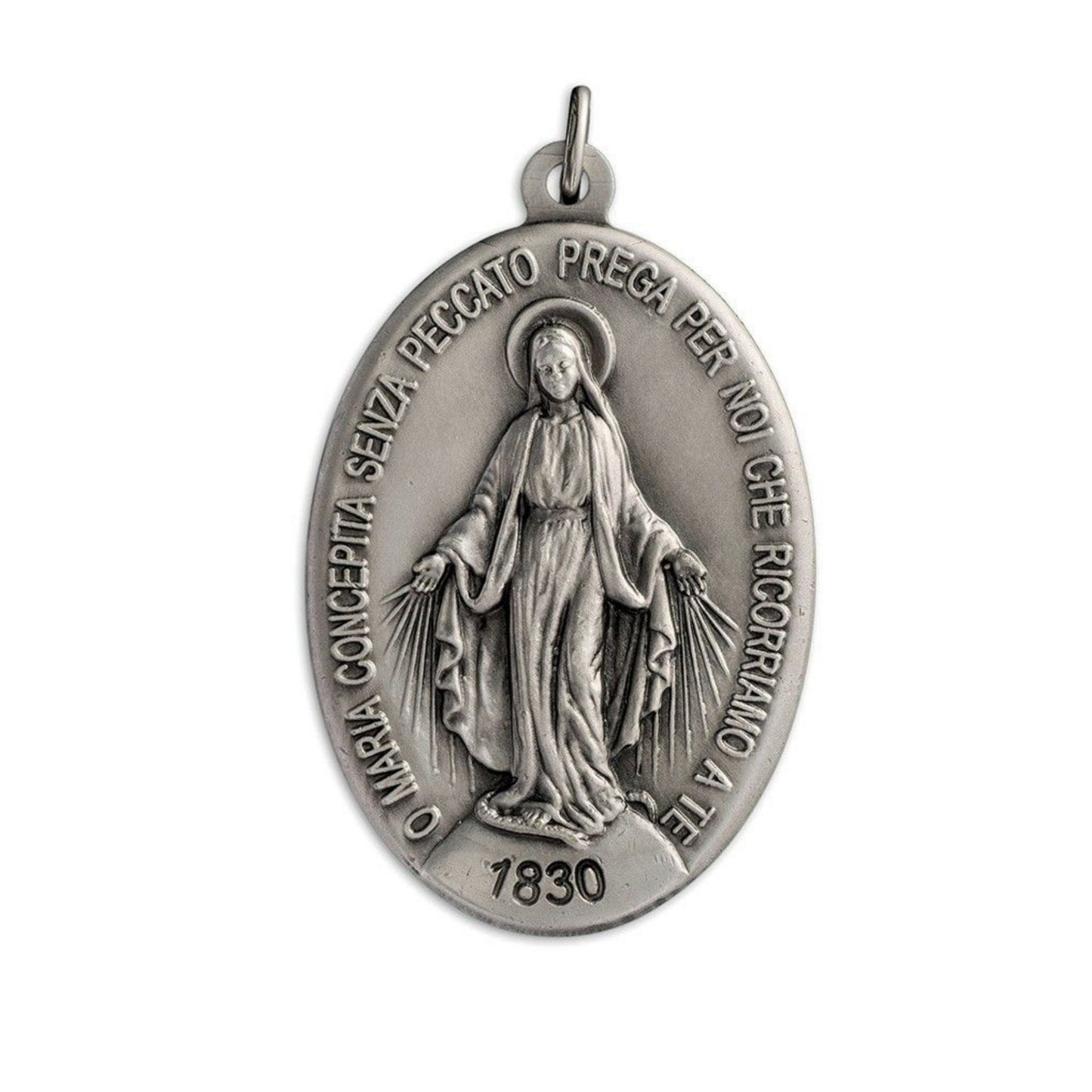 Medaglia Miracolosa in argento 925. Altezza 2,7 cm