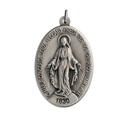 Medaglia Miracolosa in argento 925. Altezza 2,7 cm