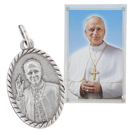 Medaglia Papa in Zama con Cartoncino Ovunque Proteggimi 2,2x1,5 cm