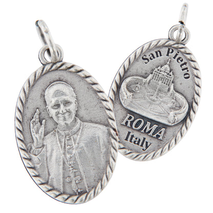 Medaglia Papa in Zama con Cartoncino Ovunque Proteggimi 2,2x1,5 cm