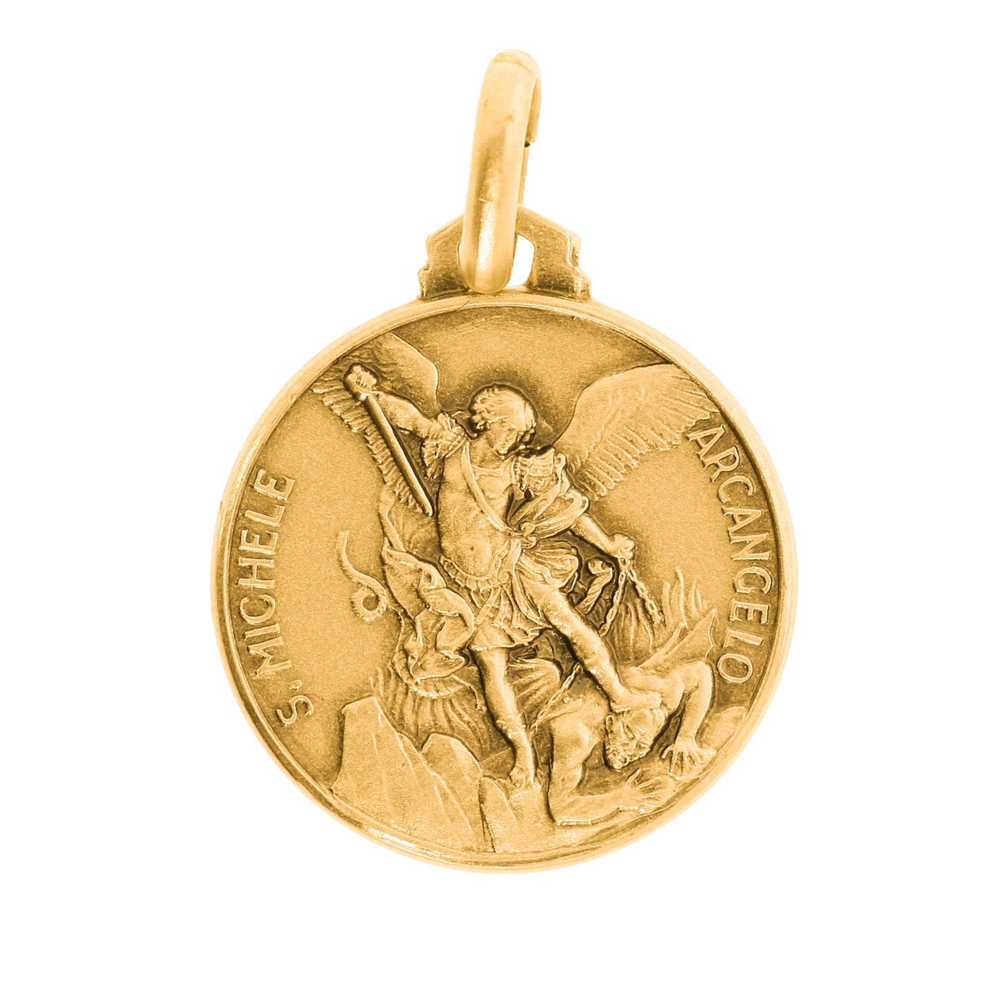 Medaglia San Michele in argento 925 bagnata oro. Diametro 1,6 cm