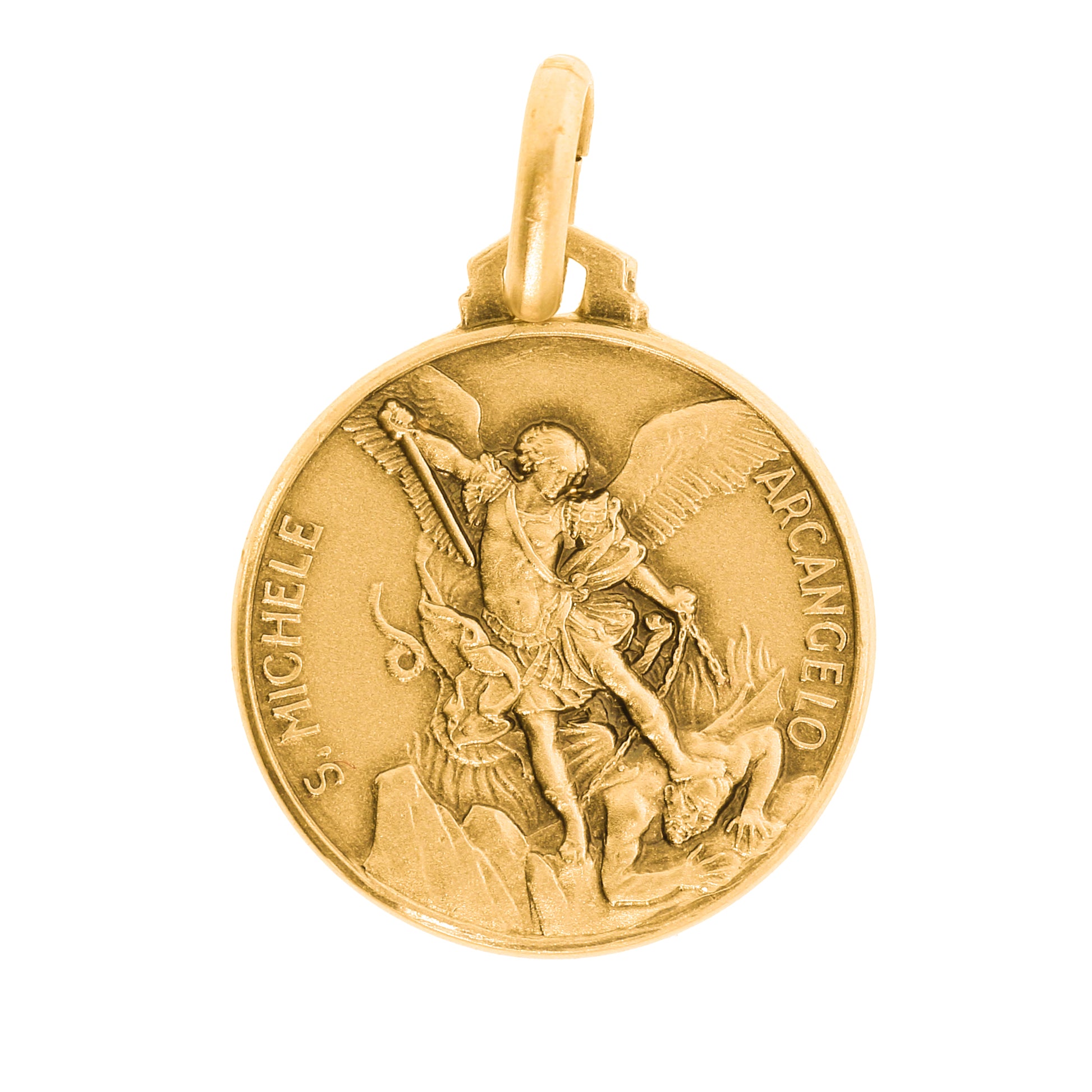 Medaglia San Michele in argento 925 bagnata oro. Diametro 1,6 cm