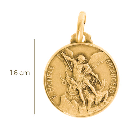Medaglia San Michele in argento 925 bagnata oro. Diametro 1,6 cm