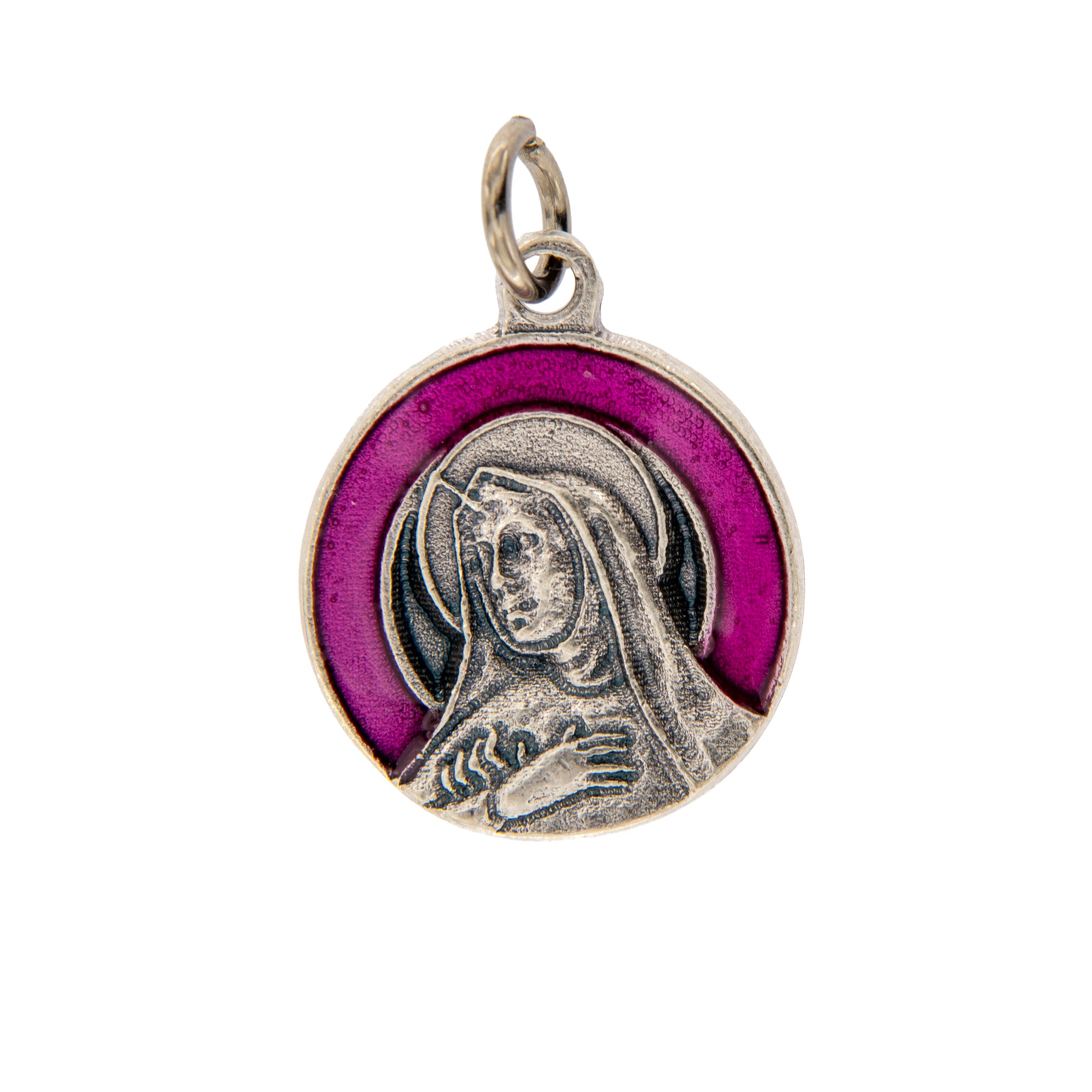 Medaglia Santa Rita, in zama smaltata. Diametro 1,8 cm
