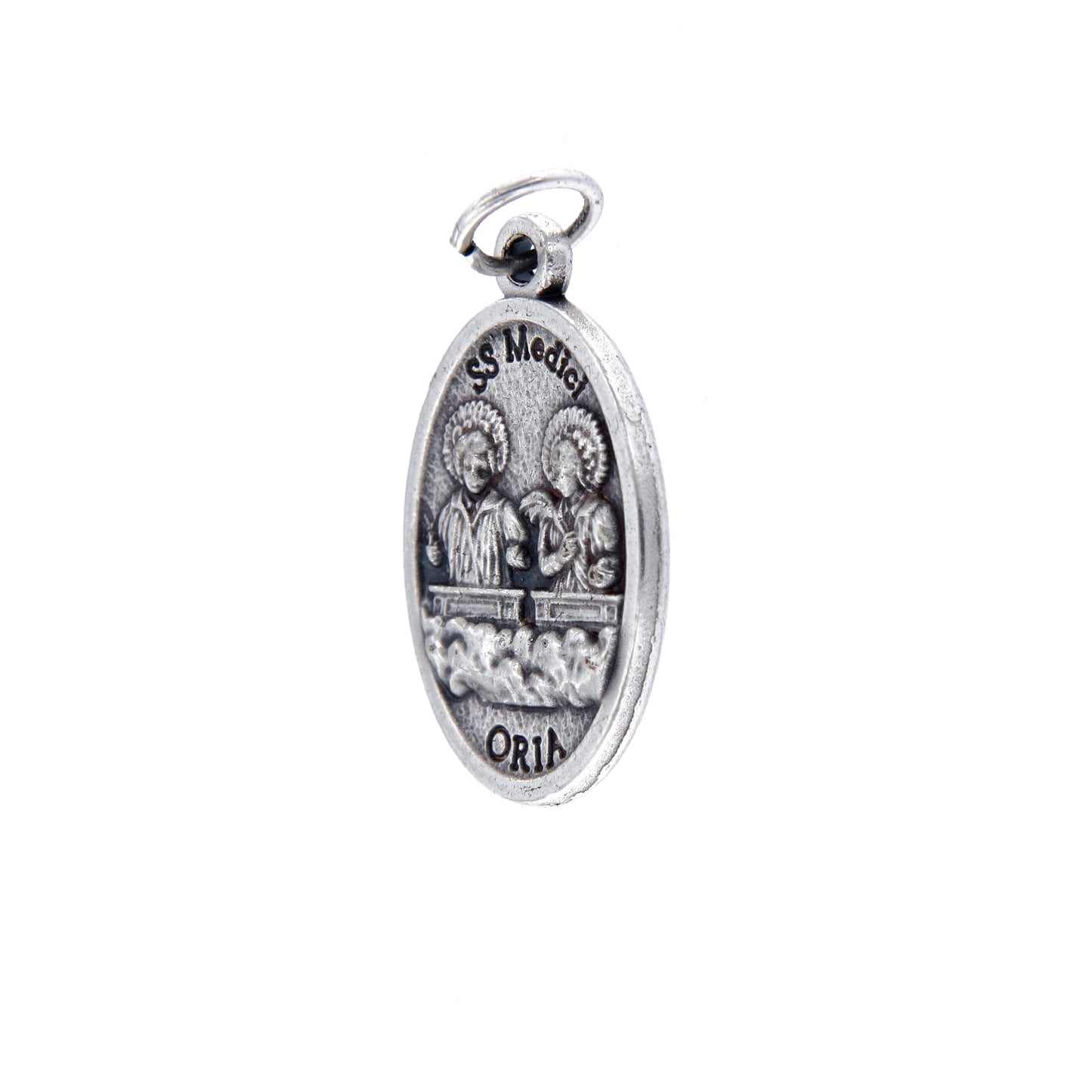 Medaglia Santi Cosma e Damiano in zama. Altezza 2,2 cm