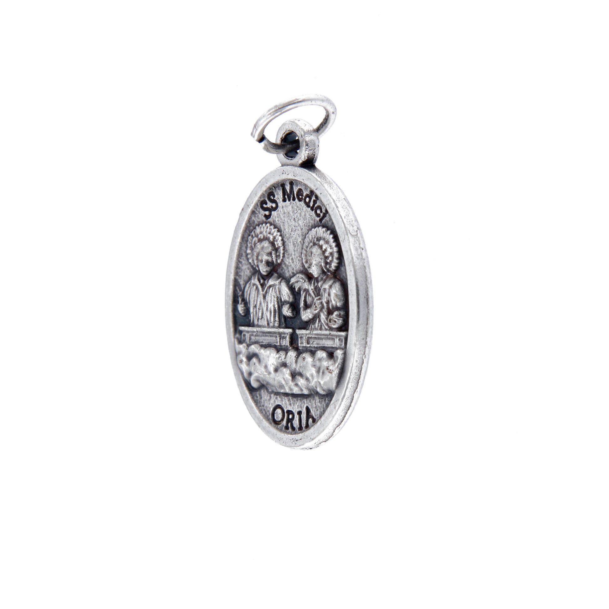 Medaglia Santi Cosma e Damiano in zama. Altezza 2,2 cm