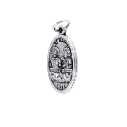 Medaglia Santi Cosma e Damiano in zama. Altezza 2,2 cm