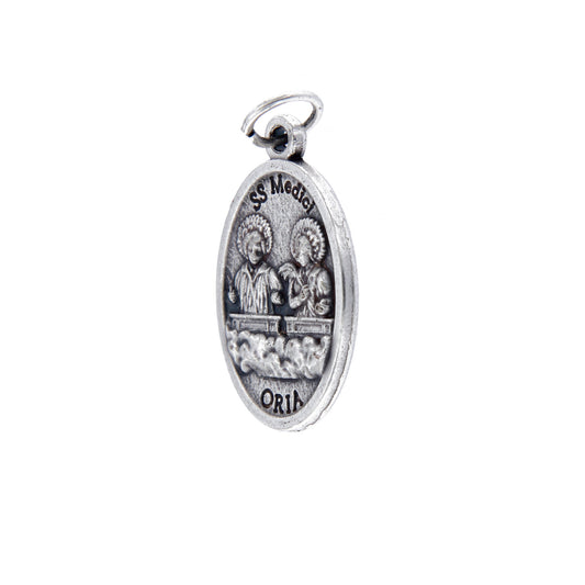 Medaglia Santi Cosma e Damiano in zama. Altezza 2,2 cm