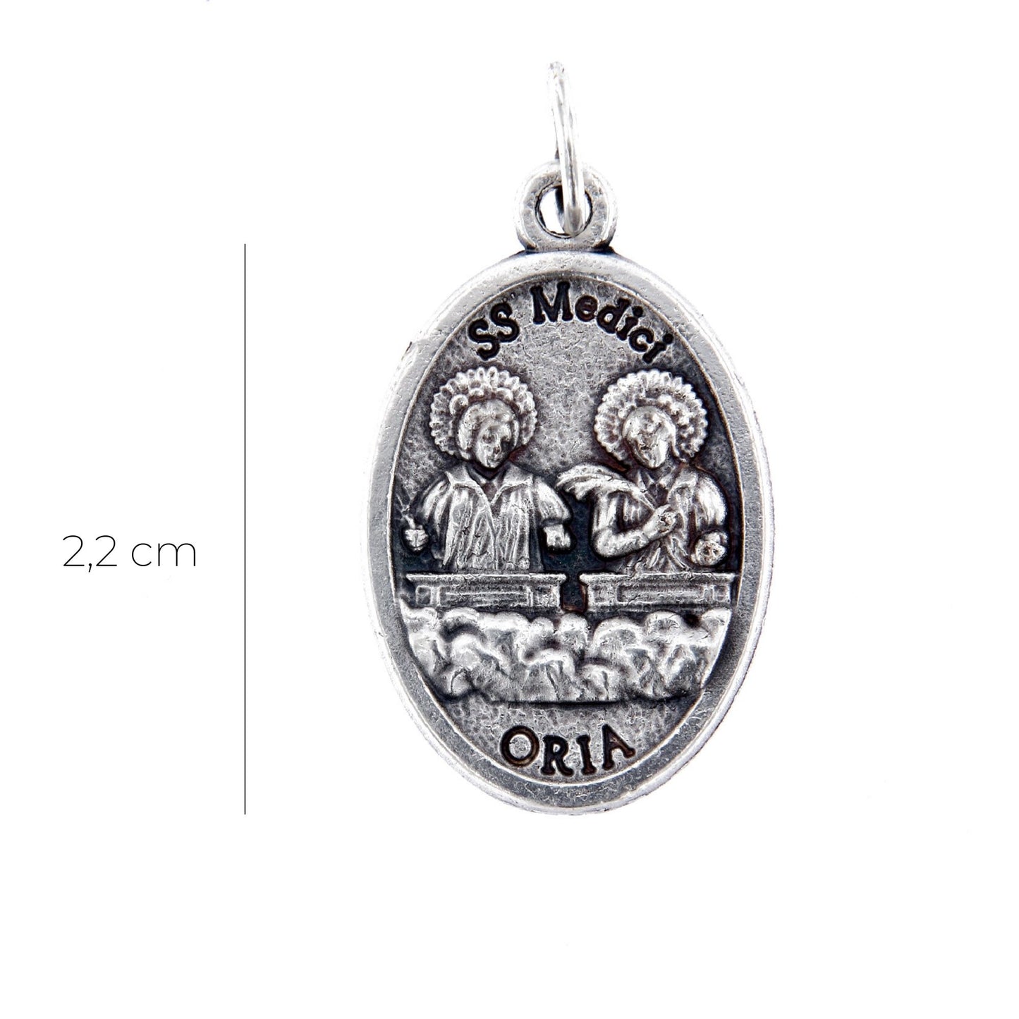 Medaglia Santi Cosma e Damiano in zama. Altezza 2,2 cm