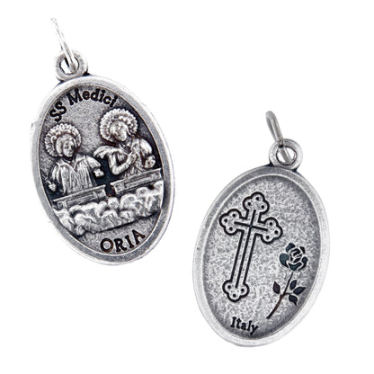 Medaglia Santi Cosma e Damiano in zama. Altezza 2,2 cm