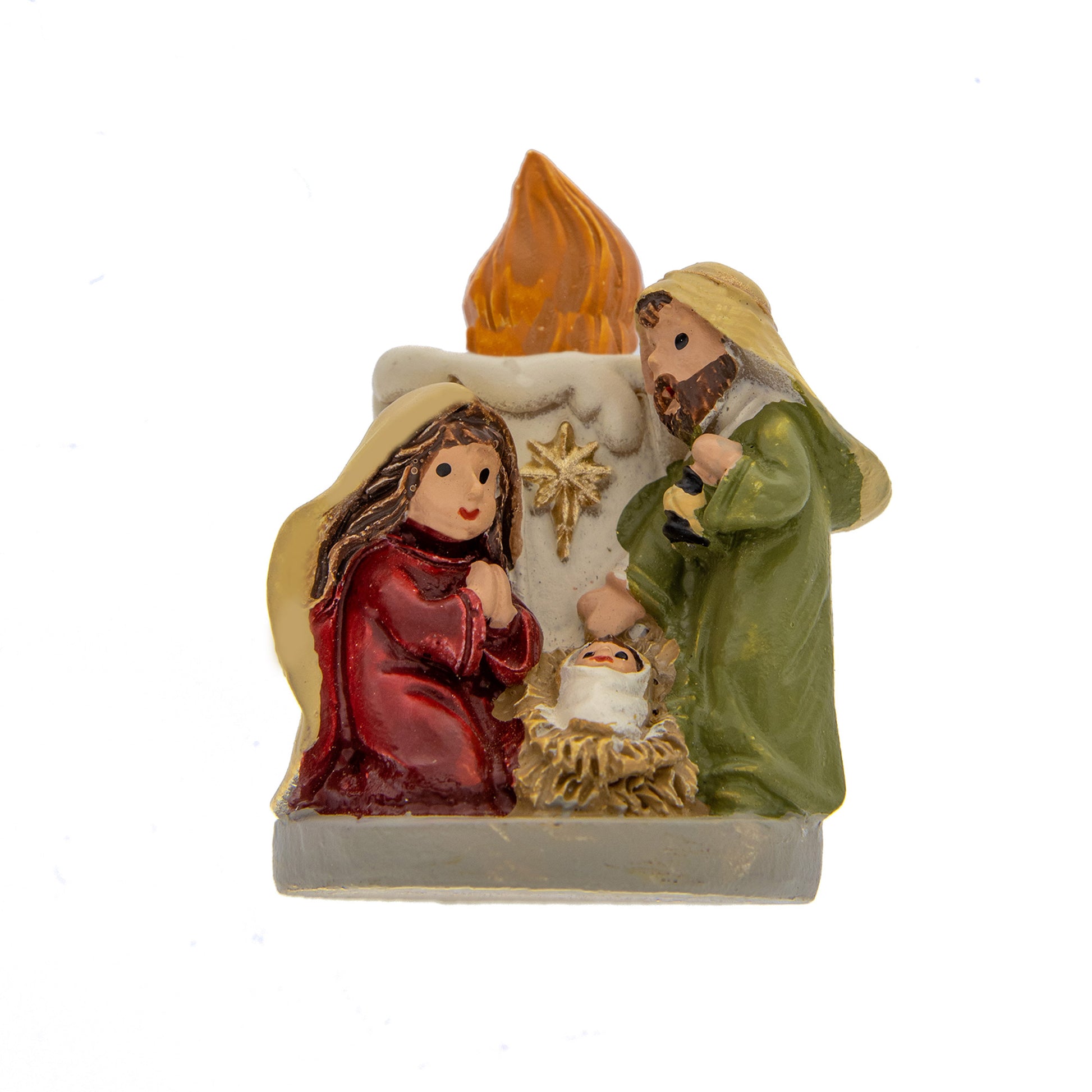 Sacra Famiglia in resina con effetto lucido. Altezza 4 cm
