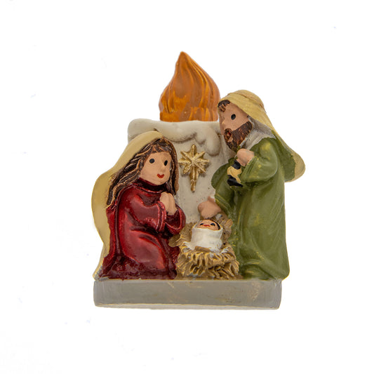 Sacra Famiglia in resina con effetto lucido. Altezza 4 cm