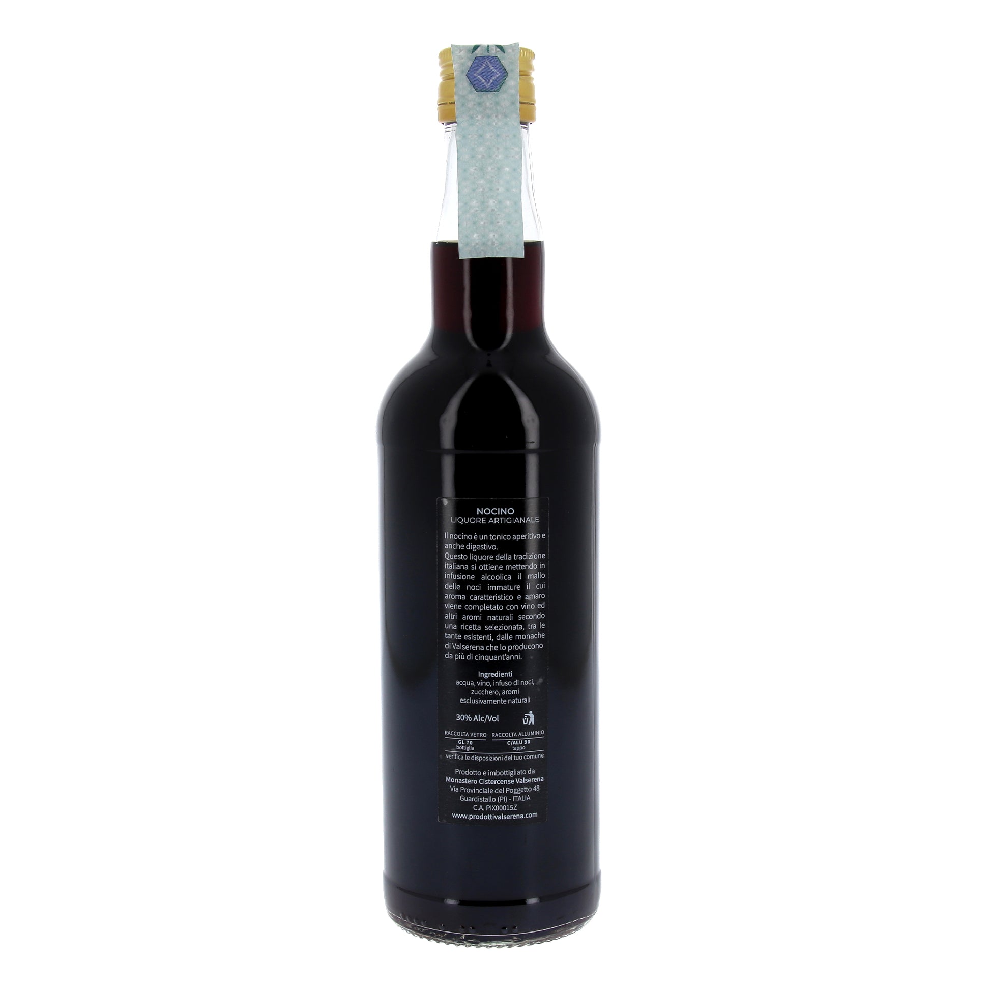 Liquore Nocino in bottiglia da 700 ml. Prodotto dalle Monache Circestensi di Valserena
