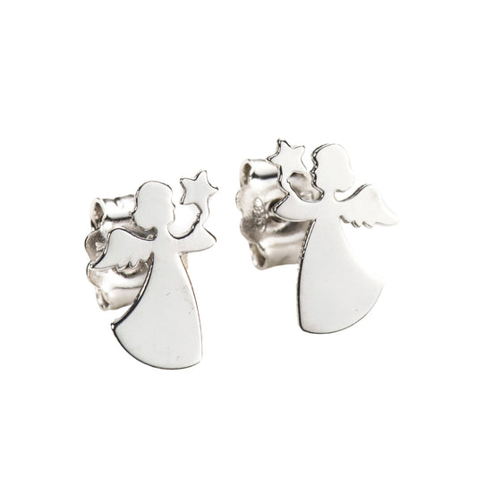 Orecchini Angelo in argento 925 rodiato. Dimensioni 1x1 cm