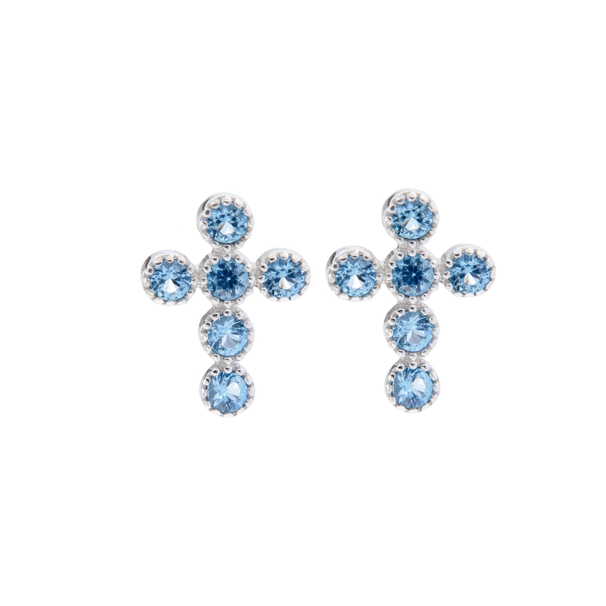 Orecchini Lumae Patronus in argento 925 e croce zirconi celesti