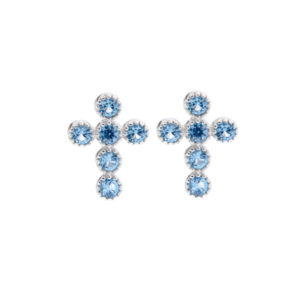 Orecchini Lumae Patronus in argento 925 e croce zirconi celesti