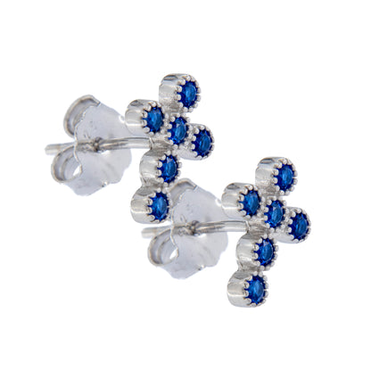 Orecchini Lumae Patronus in argento 925 e croce zirconi blu