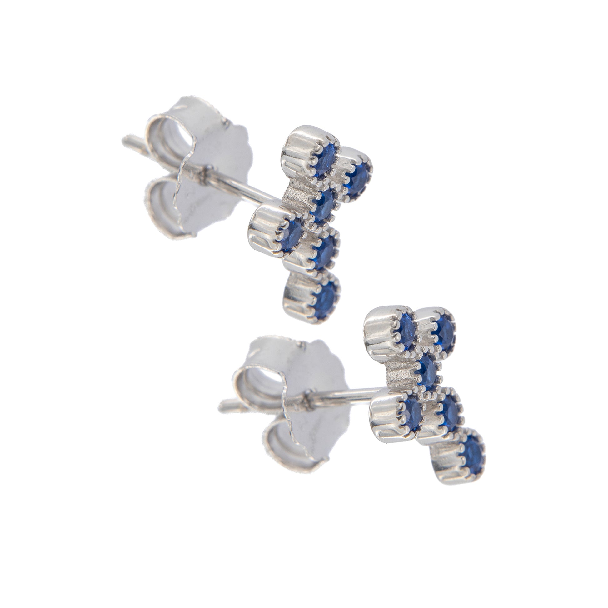 Orecchini Lumae Patronus in argento 925 e croce zirconi blu