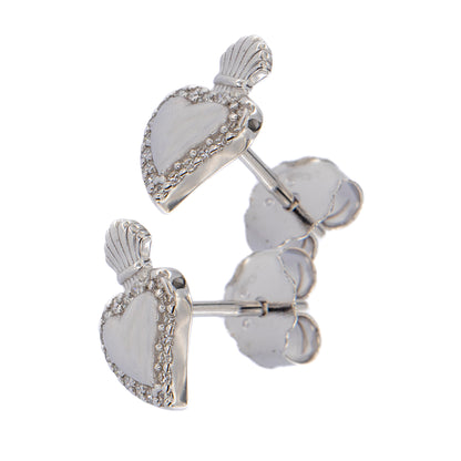 Orecchini Sacrum Cor, Cuore Votivo con zirconi bianchi, argento 925