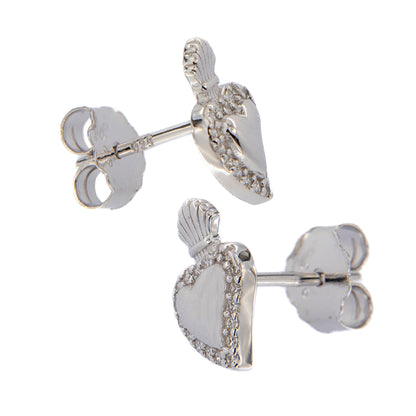 Orecchini Sacrum Cor, Cuore Votivo con zirconi bianchi, argento 925