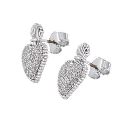 Orecchini Sacrum Cor, Cuore Votivo con zirconi bianchi, argento 925