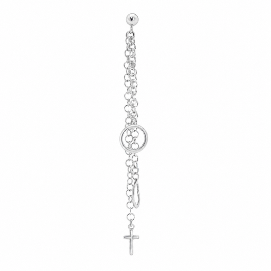 Long bronze cross and heart earrings
